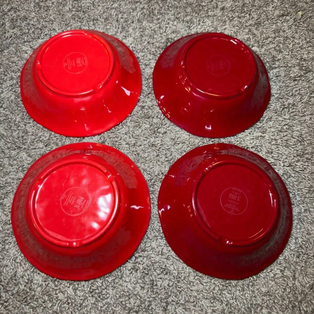 Pier 1 Carmelo Melamine Bowls Pink Red Crackle Plates Bowls Snack Dish LOT of 10